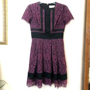 Eliza J Purple and Black Lace Dress